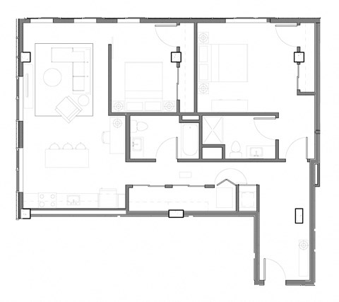 Alley 111 Luxury Apartments in Bellevue, Washington 2x2 Floor Plan